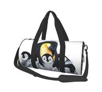 Pinguini imperatore con i bambini nella neve, Borsone da viaggio di grande capacità Borsa rotonda Borsa da viaggio sportiva Borsa da viaggio Borsa da fitness