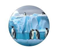 Pinguini sull'iceberg, 1 pezzo, 6,1 cm, rotondi, in metallo, con foto personalizzate, kit di bottoni per artigianato, progetti fai da te per feste di Natale, Misura unica, Nessuna pietra preziosa
