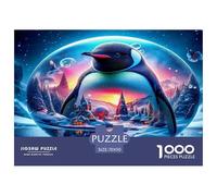 Pinguino 1000 pezzi per donne e uomini: pinguino con riflesso della città in una bolla, gioco per famiglie divertente e stimolante, idea regalo 70x50 cm/1000 pezzi