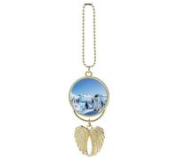 Pinguino Antartide Ice Car Hanging Ornament Rear View Mirror Pendant Lucky Presents Hanging Ornament Funny Car Pendant for Office Auto Home Decoration Golden Style
