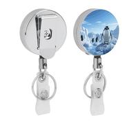 Pinguino Antartide Ice retrattile badge bobina con robusta clip a coccodrillo carino infermieristica porta badge porta carte d'identità portachiavi per impiegati in ufficio insegnanti donne regali