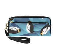 Pinguino astratto del poligono, Borsa per il trucco Borsa per cosmetici Borsa da viaggio portatile da toilette Astuccio in pelle per donne e ragazze