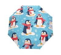 Pinguino Bambino Cartone Animato Senza Soluzione Di Continuità Ombrello Pieghevole Automatico Ombrelli Antivento Protezione UV da Viaggio per Bambini Ragazzi Ragazze