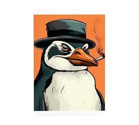 Pinguino Bello Che Porta Un Cappello Poster Metal Vintage Cartelli Metallo Retrò Cartello Decorativo Per Bagno Cafe Ristorante