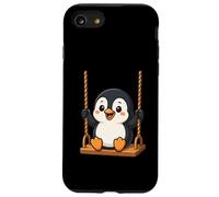 Pinguino carino cartone animato su altalena Custodia per iPhone SE (2020) / 7 / 8