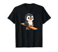 Pinguino carino su altalena parco giochi divertente cartone animato Maglietta