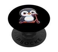 Pinguino carino su scooter sentirsi triste PopSockets PopGrip Adesivo