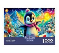 Pinguino che scia 1000 pezzi per adulti e bambini: sciarpa con pinguino, scena invernale, divertente regalo e attività per la casa e la decorazione murale 52x38 cm/1000 pezzi