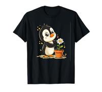 Pinguino che si prende cura delle piante in vaso per uno stile giocoso e luminoso Maglietta