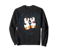 Pinguino Che Si Tiene per Mano Coppie Amore Cuore Art Design Felpa