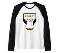 Pinguino che tiene il segno di resistenza messaggio motivazionale Maglia con Maniche Raglan