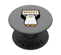 Pinguino che tiene il segno di resistenza messaggio motivazionale PopSockets PopGrip Adesivo