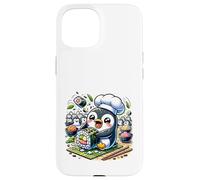 Pinguino chef sushi divertimento avventura cucina Custodia per iPhone 15