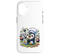 Pinguino chef sushi divertimento avventura cucina Custodia per iPhone 16