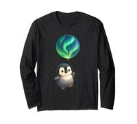 Pinguino con Aurora Palloncino Simpatico Artico Notte Artica Design Maglia a Manica