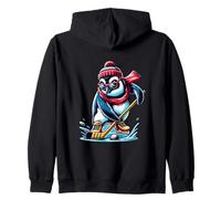 Pinguino con Bastone Icehockey Freddo Felpa con Cappuccio