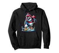 Pinguino con Bastone Icehockey Freddo Felpa con Cappuccio