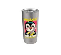 Pinguino con coltello La pace non è mai stata un'opzione Meme divertente Bicchiere termico in acciaio inox doppia parete