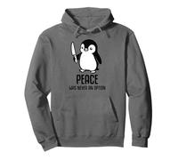 Pinguino con Coltello La Pace Non è mai Stata un'opzione Meme Divertente Felpa con Cappuccio