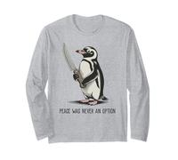 Pinguino con Coltello La Pace Non è mai Stata un'opzione Meme Divertente Maglia a Manica