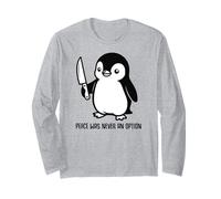 Pinguino con Coltello La Pace Non è mai Stata un'opzione Meme Divertente Maglia a Manica