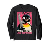 Pinguino con Coltello La Pace Non è mai Stata un'opzione Meme Divertente Maglia a Manica
