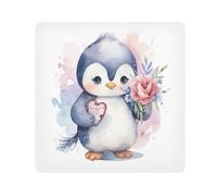 Pinguino con fiori panno per fotocamera, quadrato magico panno autoadesivo per obiettivo fotocamera antigraffio protezione lente trucco borsa panno 35,1 x 35,1 cm, Multicolore, 21.7x21.7in, moderno
