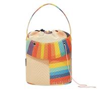 Pinguino con sciarpa arcobaleno Art Crochet Tote Bag Knitting Crochet Bag con fori Craft Bag per Crochet Knit Crochet Fornitura