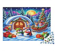 Pinguino di Natale sulla Neve Puzzle 1000 Pezzi per Adulti Scenario Invernale Colorato Gioco di Puzzle 1000 Pezzi Relax Decorazione Casa Regalo Famiglia 70x50cm/1000pcs