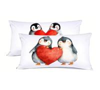 Pinguino Federe Cuscini Letto 40 x 60cm Amore Copricuscino Letto biancheria Copriguanciale con Cerniera Copri Cuscino Cervicale Dormire Copricuscini Federe Lavabili, per Decorazione primaverile bz-781