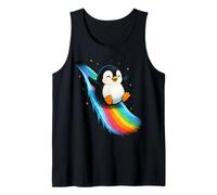 Pinguino Felice con Arcobaleno Trail Carino Starry-Night Scene Canotta