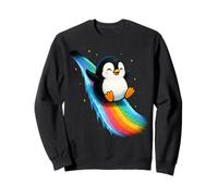 Pinguino Felice con Arcobaleno Trail Carino Starry-Night Scene Felpa