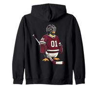Pinguino Hockey Player Portiere Sport Inverno Animale Felpa con Cappuccio