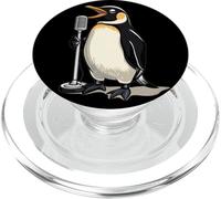 Pinguino in Karaoke Bar per gli amanti degli animali che cantano PopSockets PopGrip per MagSafe