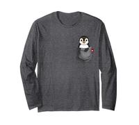 Pinguino in Tasca Che sbircia Simpatico Pinguino Animale Maglia a Manica