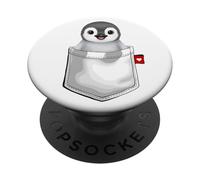 Pinguino in tasca che sbircia simpatico pinguino animale PopSockets PopGrip Adesivo