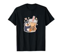 Pinguino Kawaii Che abbraccia Il tè Boba Maglietta