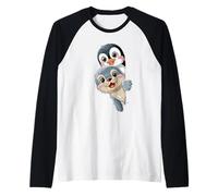 Pinguino Kawaii E Baby Seal Amici per Bambini Maglia con Maniche Raglan