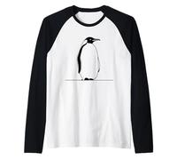 Pinguino Linea Grafica Amante Uccelli Maglia con Maniche Raglan