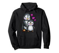 Pinguino Mamma Madre Bambino Nonna Nipote Inverno Felpa con Cappuccio
