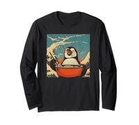 Pinguino mangia zuppa di noodle, Giappone, ramen Maglia a Manica