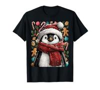 Pinguino Natalizio con Cappello da Babbo Natale Invernale Maglietta
