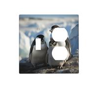 Pinguino Parents and Chicks Antartide Grandi Piastre da Parete Decorative Copertura Interruttore Luce 2 Gang Coperture Placca Elettrica Copertura Termoplastica Frontale per Dispositivo Decoratore