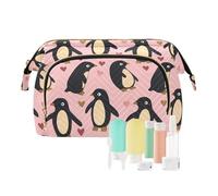 Pinguino Pesca San Valentino Oro Trucco Organizzatore Borsa Portatile Donne Portamonete per Capacità Viaggio Cosmetico bolsas para monedas de mujer, moderno
