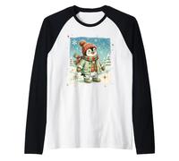 Pinguino Polar Winter Wonderland Cappello Sciarpa Guanti Retro Maglia con Maniche Raglan