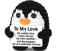 Pinguino Positivo Bambole all'uncinetto per Supporto Emotivo, Positive Penguins all'uncinetto con Cartolina Positiva,Regali di Compleanno Creativi, Regali romantici "Ti amo" per coppie/moglie/marito