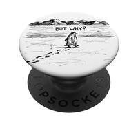 Pinguino premuroso "MA PERCHÉ?" Disegnato a mano Sketch Art PopSockets PopGrip Adesivo