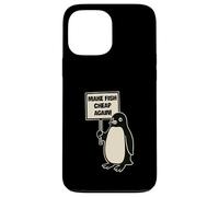 Pinguino protestante divertente con un segno rendere il pesce di nuovo economico Custodia per iPhone 13 Pro Max