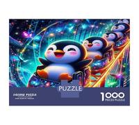 Pinguino Puzzle da Assemblare Carta Riciclata Pinguini sulla Slitta Cosmica Gioco Educativo Adatto alla Famiglia 52x38cm/1000pezzi