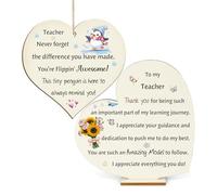 Pinguino Regali Insegnanti Compleanno Cartello in Legno Appeso Ornamento 2PC Set Professor Apprezzare Regali Placche Cuore in Legno Educatore Uomini Donne Istruttore Natale TA Insegnanti Day